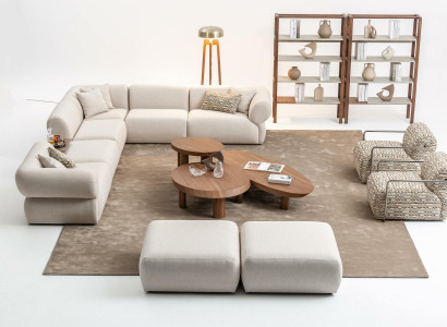 Italian-style furniture corner sofa corner couch living landscape corner suite 5-piece set.